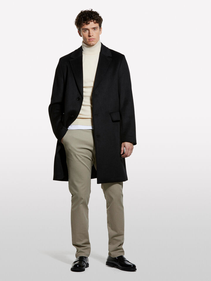 Beige regular fit sweater with high neck - men's high neck sweaters - Vanilla | Sisley image number 1